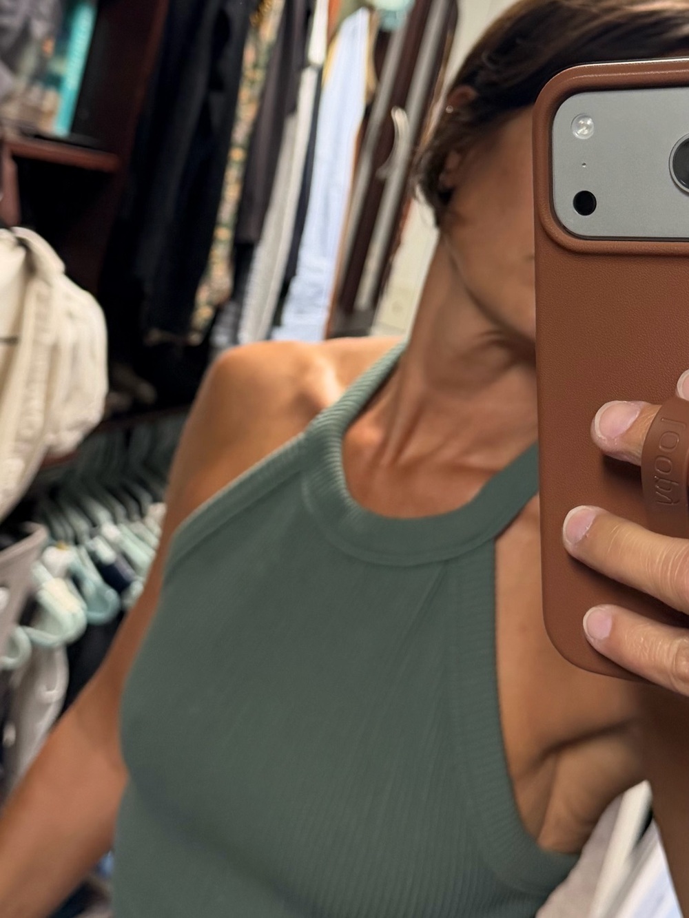 aerie Green Ribbed Halter Top